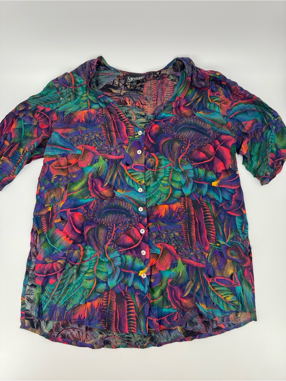Karen Kane Multicolor Floral Button-Front Women's Top Size XL